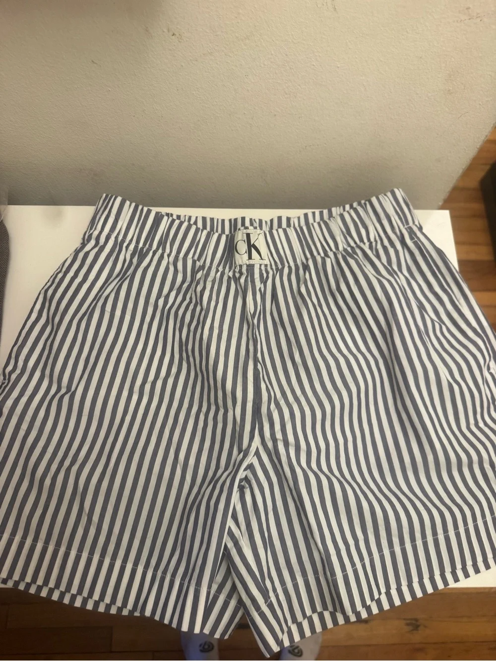 Calvin Klein Blue and White Striped Men’s Cotton Shorts